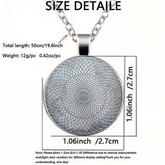 Silver DRAGONS EYE Glass Cabochon Pendant Necklace - Picture 4 of 4